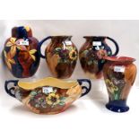 A collection of H & K Tunstall pottery including Iris decorated vase, flower decorated ginger jar,