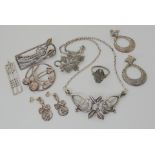 A collection of silver Mackintosh style jewellery and other items Condition Report: Not available