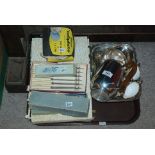 A tray lot of cutlery, piquot ware pot etc Condition Report: Available upon request