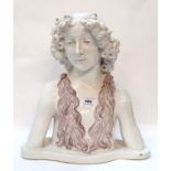 A Cantigalli maiolica bust of a young man in the manner of Della Robbia circa 1880, 38cm high