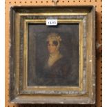 SCOTTISH SCHOOL Portrait of a lady wearing a lace bonnet, oil on canvas,23 x 19cm Condition