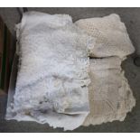 Assorted crochet and lace edged table covers Condition Report: Not available for this lot