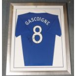 A blue Rangers Replica short-sleeved shirt, No.8, the reverse lettered Gascoigne and also