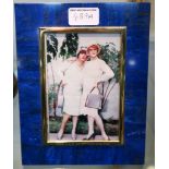 A lapis lazuli photograph frame, inscribed to Diana August 12th 1998, Much love James