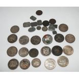 A small collection of GB and USA antique coins - crowns, one dollars, Victorian copper coins and