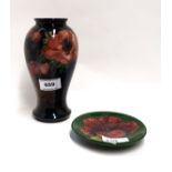 A Moorcroft flambe anemone vase with painted and impressed marks to base, 18.5cm high together