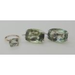 A pair of 18ct white gold green amethyst statement earrings, length 2.9cm, together with matching
