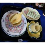 Two Royal Winton sunshine chintz plates, a pair of Dresden style plates, Carlton Ware etc