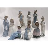 Nine Nao figures including Whispering Waves, girls and puppies, First Communion etc Condition