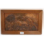 A worked copper plaque depicting a house, signed to the back M.Hartenboden, Plattling 25.5.55, in