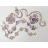 Two John Hart of Iona bracelets, and a luckenbooth, an amethyst brooch by Thomas Ebbutt, and a