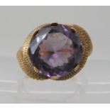 A 14k faux amethyst set ring, size L, weight 5gms Condition Report: Available upon request
