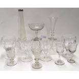 Four Webb crystal rummers, and assorted antique drinking glasses and a vase Condition Report: one