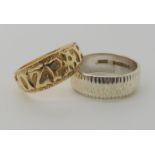 A 9ct gold MIZPAH ring, size L together with a 9ct white gold wedding ring size K, weight together