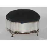A silver jewellery box/pin cushion, Birmingham 1909, 11.5cm x 9cm Condition Report: Available upon