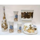A collection of Rosenthal ceramics including a Bijorn Wiinblad trinket dish and matching vase, three
