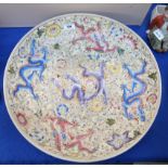 A large Chinese dish decorated with colourful dragons, 46cm diameter Condition Report: Available