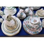 A Shelley Duchess pattern tea and dinner service comprising two soup coupes and saucers, six