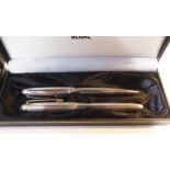 A stamped Mont Blanc silver-cased fountain pen and pencil, the cases stamped Ag 925, the fountain