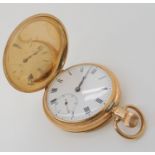 A 9ct gold full hunter pocket watch, diameter 4.8cm, weight including mechanism 81.5gms Condition