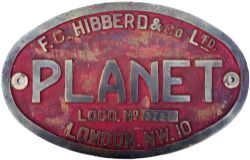 Worksplate F.C.HIBBERD & CO LTD PLANET LOCO 3735 LONDON NW10 ex 4W DM used at Cwm Colliery Beddau.