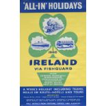 Poster BR(W) IRELAND VIA FISHGUARD 1960 ALL IN HOLIDAYS. Double Royal 25in x 40in. In very good