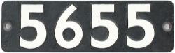 Smokebox numberplate 5655 ex GWR Collett 0-6-2 T built at Swindon in 1926. Allocations included