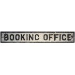 GWR cast iron post grouping doorplate BOOKING OFFICE measuring 24in x 3.5in. In as removed