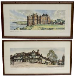Carriage Prints a Pair LAVENHAM, SUFFOLK and CULZEAN CASTLE both by Kenneth Steel from the LNER