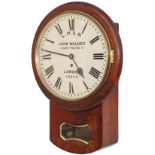 Tottenham & Hampstead Joint Railway 12 inch mahogany cased fusee drop dial railway clock with a