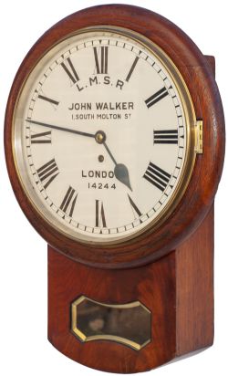 Tottenham & Hampstead Joint Railway 12 inch mahogany cased fusee drop dial railway clock with a