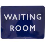 BR(E) FF enamel railway sign WAITING ROOM measuring 24in x 18in. In very good condition.