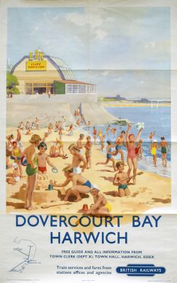 Poster BR(E) DOVERCOURT BAY HARWICH by W. M. Fryer. Double Royal 25in x 40in. In good condition, has