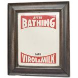 Advertising mirror AFTER BATHING TAKE VIROL & MILK. In excellent condition complete with its
