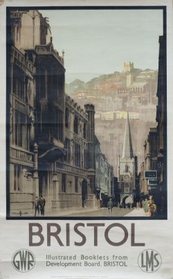 Poster GWR & LMS BRISTOL by Claude Buckle. Double Royal 25in x 40in. In very good condition with a