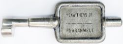 GWR/BR-W Tyers No9 single line aluminium key token with a replaced end PENWITHERS JC - PERRANWELL,