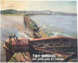 Poster BR(SC) TAY BRIDGE SEE SCOTLAND BY TRAIN by Terence Cuneo. Quad Royal 40in x 50in. In very