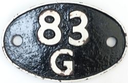 Shedplate 83G Penzance 1950-1963 with sub sheds Helston and St Ives to 1961 and Templecombe 1963-