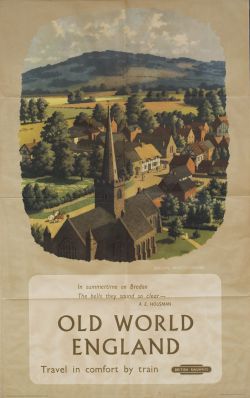 Poster BR(M) BREDON WORCESTERSHIRE OLD WORLD ENGLAND by Ronald Lampitt. Double Royal 25in x 40in. In