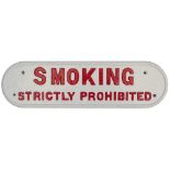 LNER cast iron door plate SMOKING STRICTLY PROHIBITED. In nicely restored condition measures 21.75in