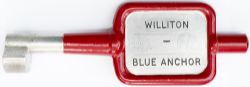 GWR/BR-W Tyers No9 single line aluminium key token WILLITON - BLUE ANCHOR configuration D. A section