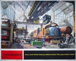 Poster BR(W) PROGRESS by Terence Cuneo circa 1957. Quad Royal 50in x 40in. In very good condition.