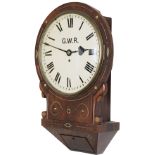 Great Western Railway 12 inch dial Rosewood cased fusee drop dial clock circa 1850. The quality