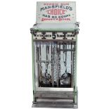 American chewing gum dispensing machine with fully visible works, edged glazing marked Automatic