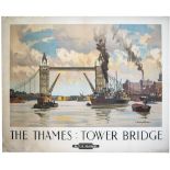 Poster BR(M) THE THAMES TOWER BRIDGE by Norman Wilkinson. Quad Royal 50in x 40in. In good