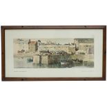 Carriage Print SEAHOUSES, NORTHUMBERLAND by Jack Merriott R.I. The harbour on the North Sunderland