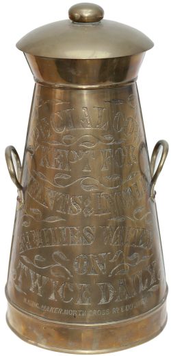 Advertising Miniature brass milk churn with opening top and handles SPECIAL COWS KEPT FOR