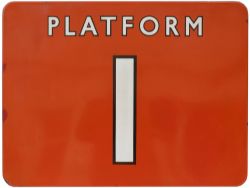 BR(NE) FF enamel railway sign PLATFORM 1 with black edged letters measuring 24in x 18in. In very