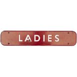 BR(M) FF enamel doorplate LADIES. In good condition with one chip, measures 18in x 3.5in.