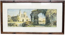 Carriage print BYLAND ABBEY, YORKSHIRE by E.W. Haslehurst. A rare print from the LNER Pre War